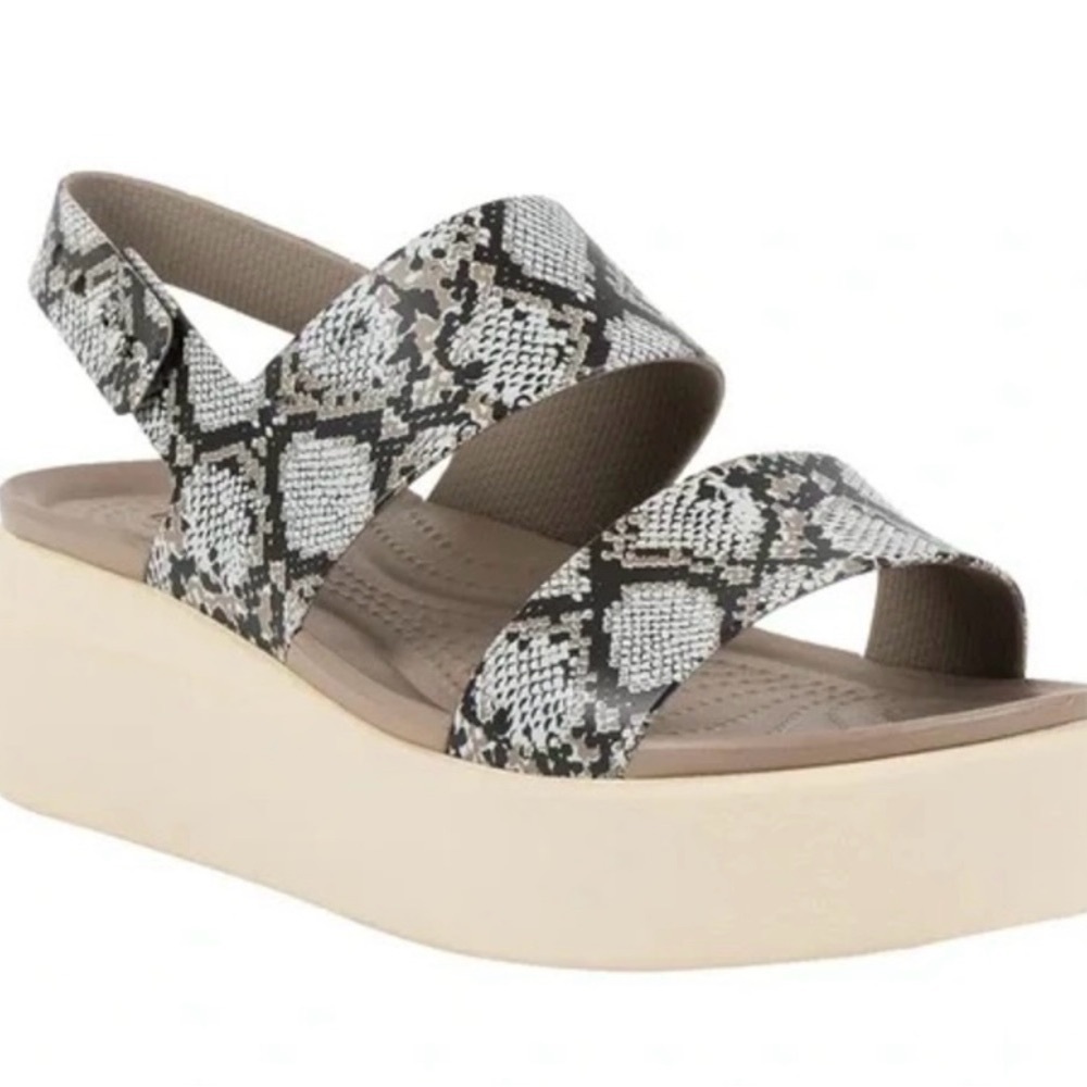 Crocs Brooklyn snake print low wedge. Size 8. New without tags